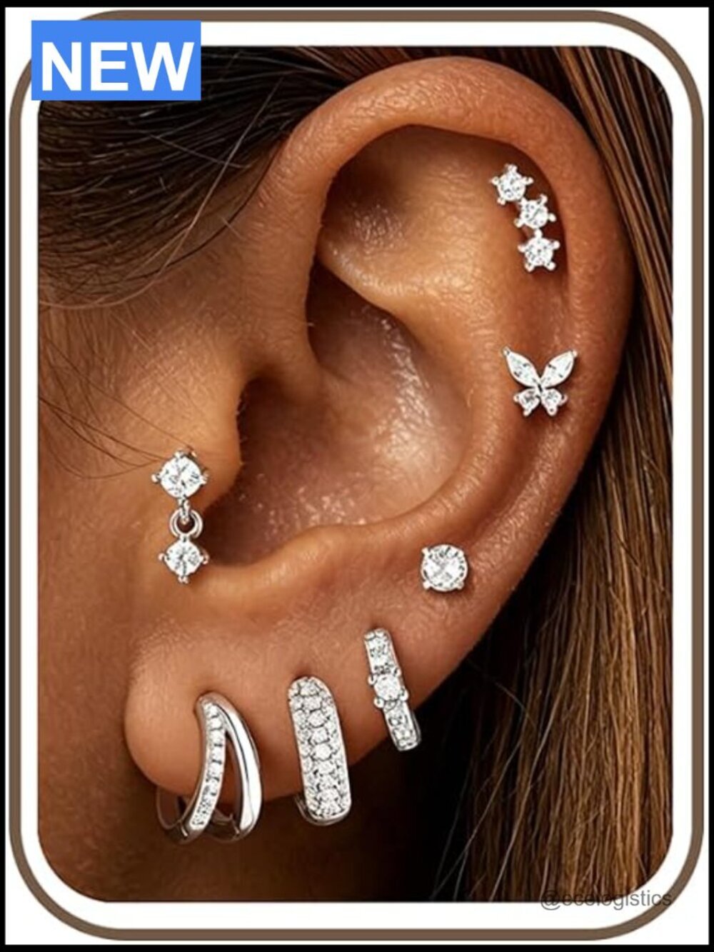 7-Piece Hypoallergenic Gold Hoop & Stud Earring Set Huggie Hoops Flat Back